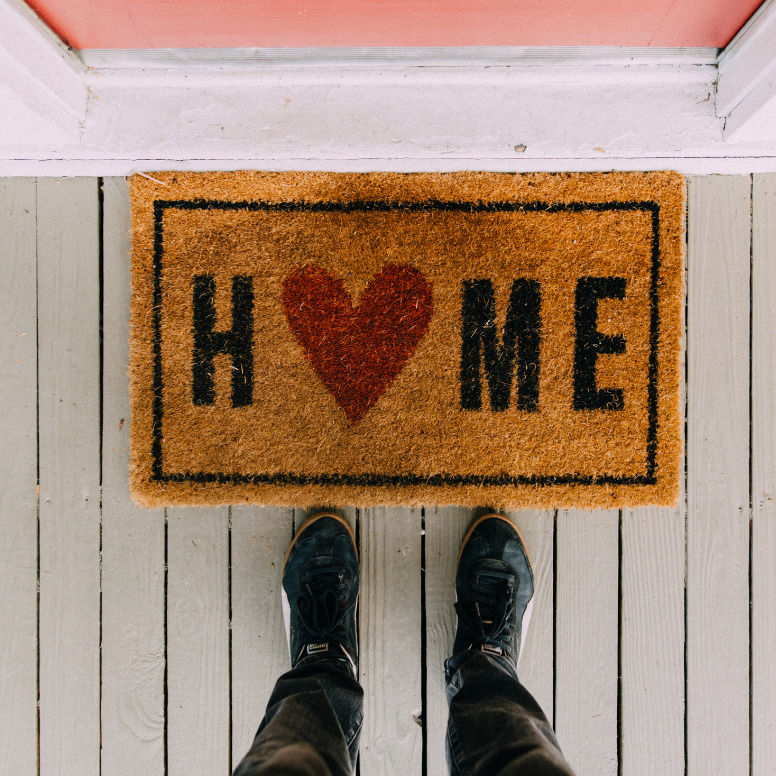Door mat with home and a heart